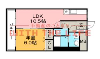 サンライズ東櫛原(1LDK/4階)の間取り写真