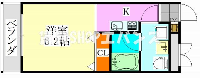 ガルテンコート(ワンルーム/3階)の間取り写真