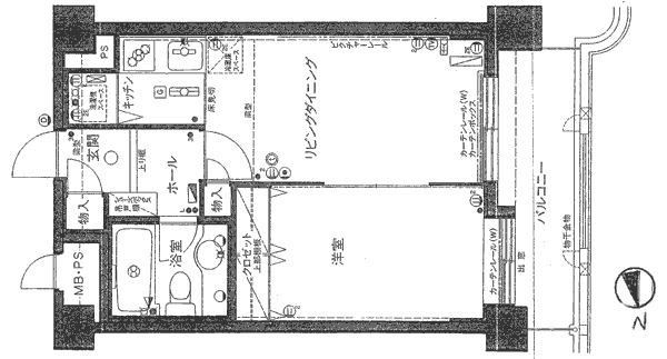 ダイアパレス水車町(1LDK/5階)の間取り写真