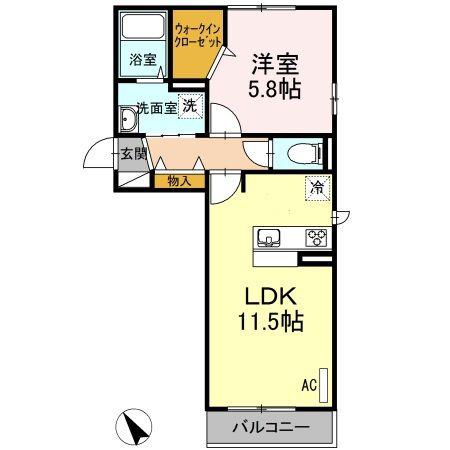 D-ROOMMREIWA(1LDK/2階)の間取り写真