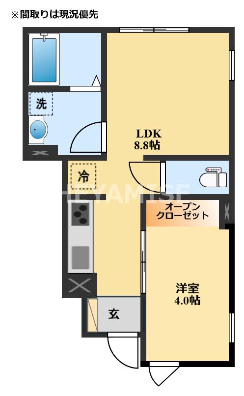 ラ・フォンターナ(1LDK/1階)の間取り写真