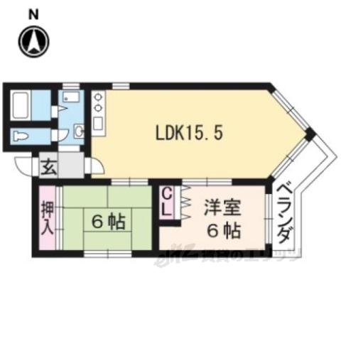 コーポ千代(2LDK/3階)の間取り写真