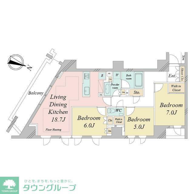 ドゥーエ早稲田(3LDK/5階)の間取り写真