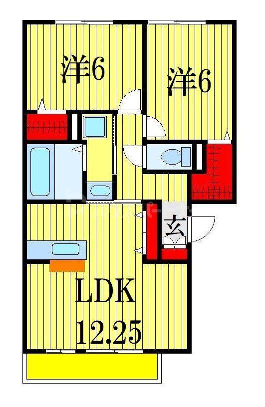 ブランシュールA棟(2LDK/2階)の間取り写真
