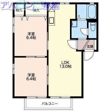 シャーメゾン ランブル A(2LDK/2階)の間取り写真