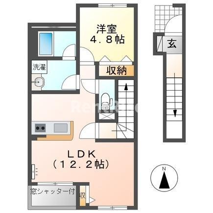 ラ・ラ・カーサ・ドルチェ(1LDK/2階)の間取り写真