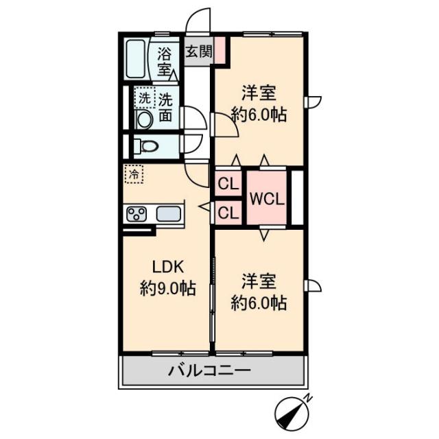 グレーシアS(2LDK/2階)の間取り写真
