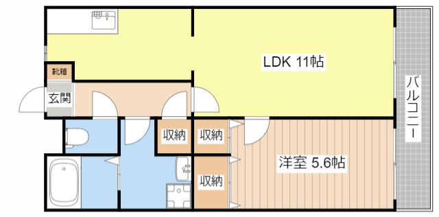 ベルヴィ栗東(1LDK/5階)の間取り写真