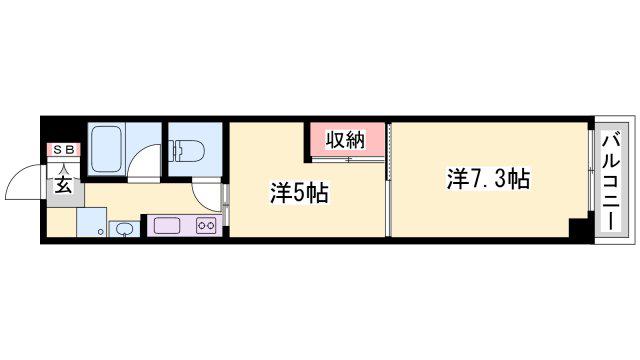 宮西パレス 壱号館(1DK/2階)の間取り写真