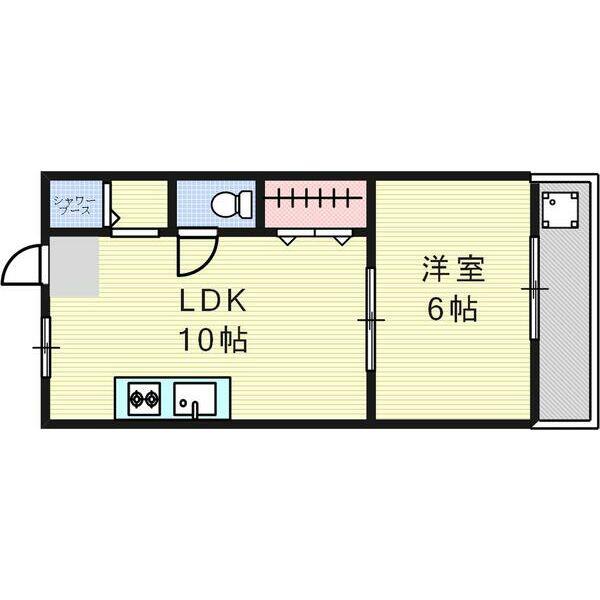 三和第5マンション(1LDK/5階)の間取り写真