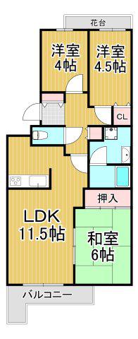 エバーグレイス西宮1(3LDK/4階)の間取り写真
