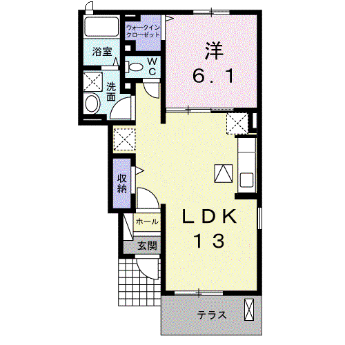 セレッソ・アンジュI(1LDK/1階)の間取り写真