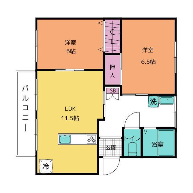 光陽ハウス(2LDK/1階)の間取り写真