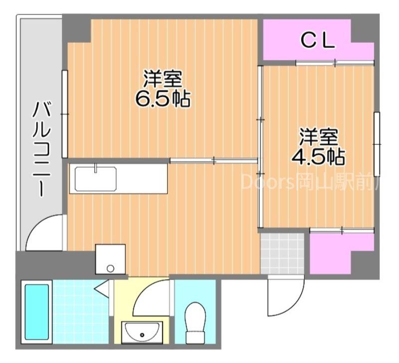 ヴィラナリー国ヶ原 2号棟(2DK/4階)の間取り写真