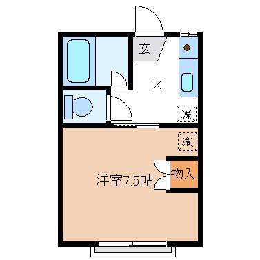 サンライフ小林I(1K/1階)の間取り写真