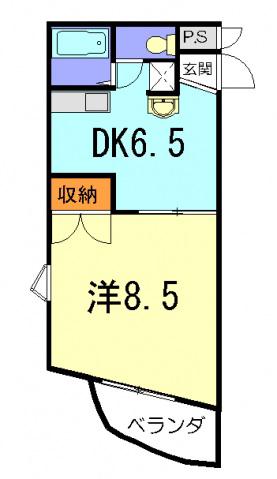 クニヒロマンションA(1DK/3階)の間取り写真