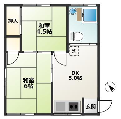 本牧栄荘(2DK/1階)の間取り写真