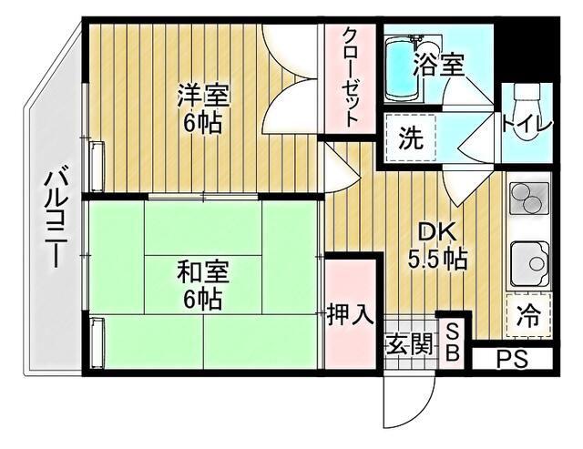 レジデンス星野(2DK/3階)の間取り写真