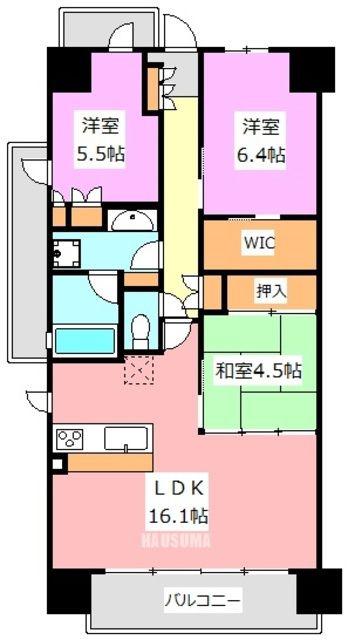 ファインシティ王子神谷リバー&フォレスト(3LDK/13階)の間取り写真