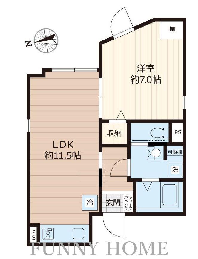 TOBE千歳船橋(1LDK/3階)の間取り写真