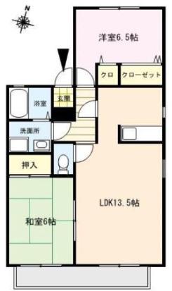 ガーデニア(2LDK/1階)の間取り写真