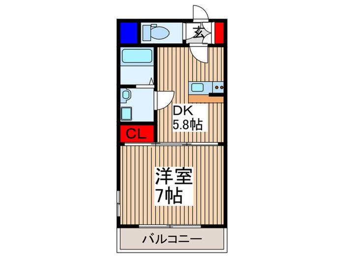 ロゼットIII(1DK/8階)の間取り写真