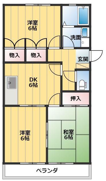 SILK CITY(3DK/2階)の間取り写真