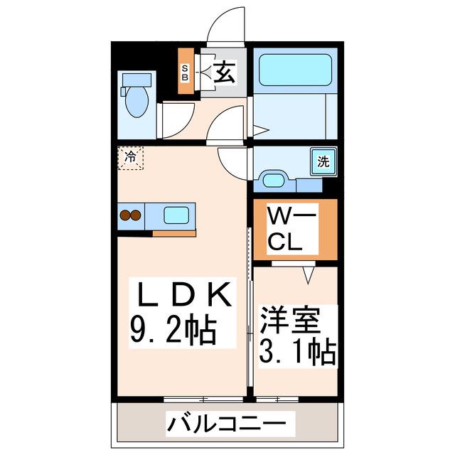 リヴェール・フォンティーヌ(1LDK/3階)の間取り写真