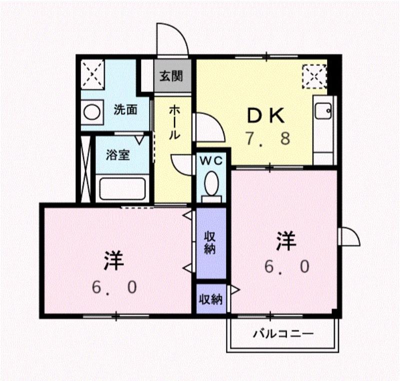 ファースト(2DK/1階)の間取り写真
