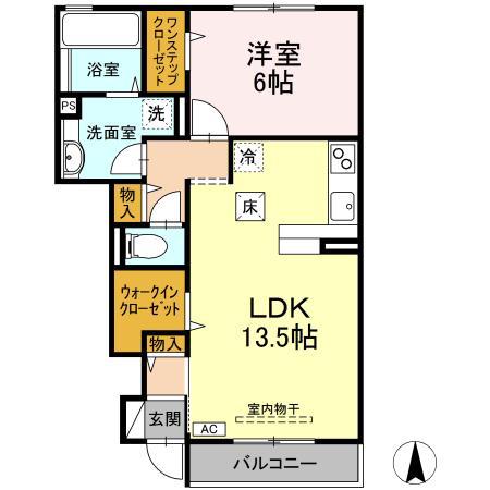 サンフラワーY(1LDK/1階)の間取り写真
