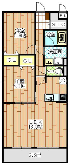 メイユール グラン(2LDK/3階)の間取り写真