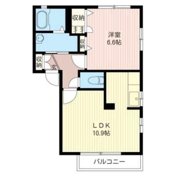 ヒルグランデA(1LDK/1階)の間取り写真
