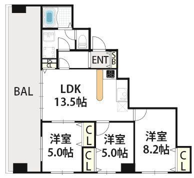 GRAZAIO日本一(3LDK/12階)の間取り写真