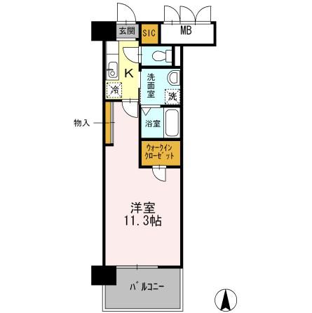 グランドソレイユ名駅(1K/6階)の間取り写真