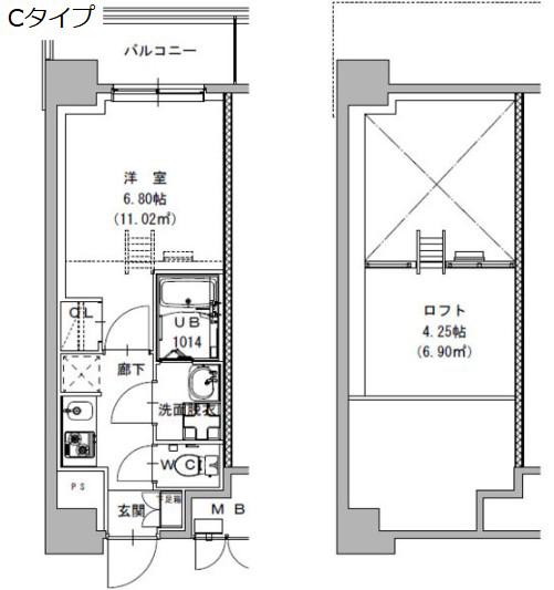 S-RESIDENCE植田ASOLEA(1K/14階)の間取り写真