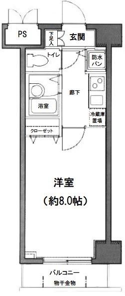 グランド・ガーラ日本橋茅場町(1K/7階)の間取り写真