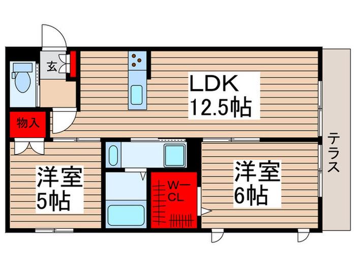 PLUSLIN GARDEN(2LDK/1階)の間取り写真