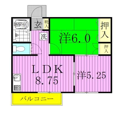 エステート・モギ(2DK/2階)の間取り写真