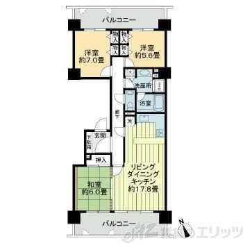 イトーピア千里万博公園(3LDK/5階)の間取り写真