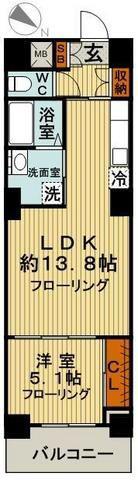 アザレア根津(1LDK/2階)の間取り写真