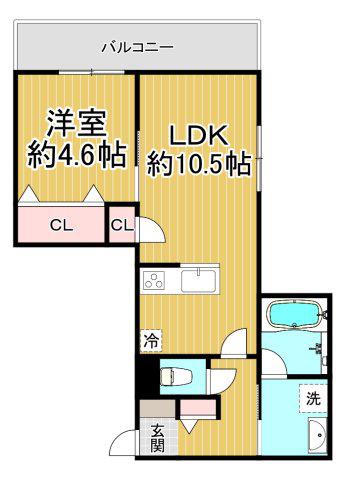 YS COURT 2(1LDK/3階)の間取り写真