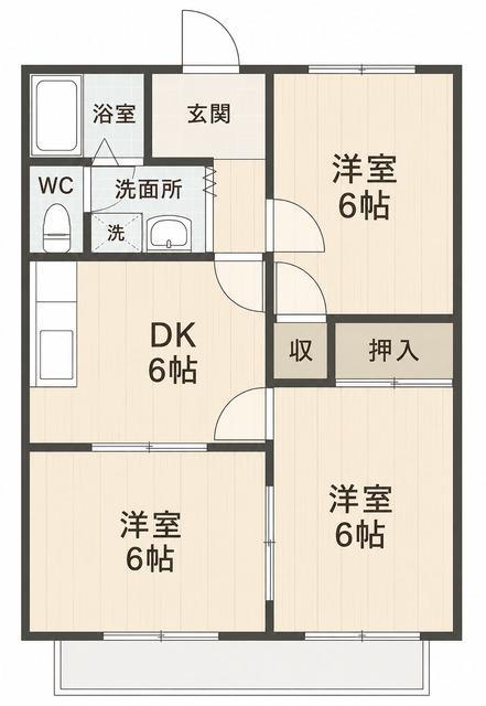 ハイランドモチヅキA(3DK/1階)の間取り写真