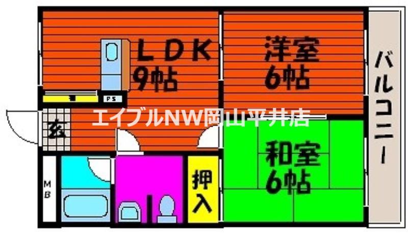 カサベルデ東山(1LDK/2階)の間取り写真