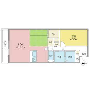 高畑T-1マンション(1LDK/1階)の間取り写真