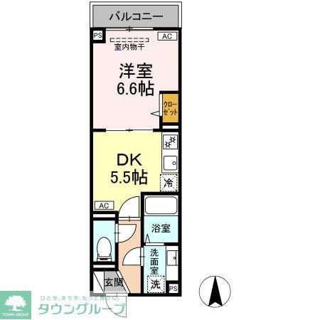 ルリアン北小岩III(1DK/2階)の間取り写真