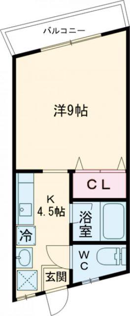 ビューヒルズ(1K/1階)の間取り写真