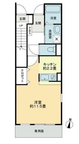 フォブール工学部前(1K/1階)の間取り写真