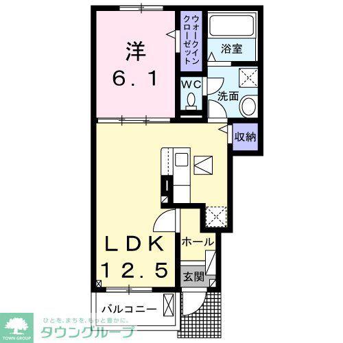 マカロン.M(1LDK/1階)の間取り写真