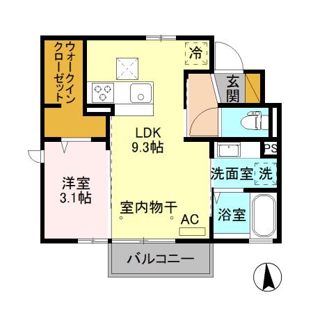 CASA日和 III(1LDK/1階)の間取り写真