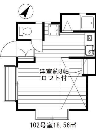 ボヌール(ワンルーム/1階)の間取り写真